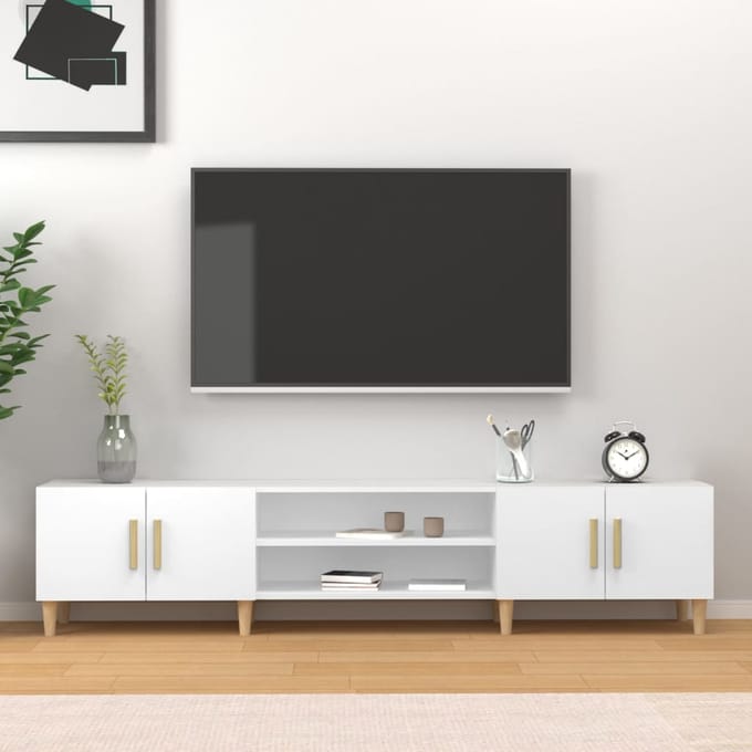 vidaXL - Tv-meubel - wit - 180x31,5x40 - cm - bewerkt - hout