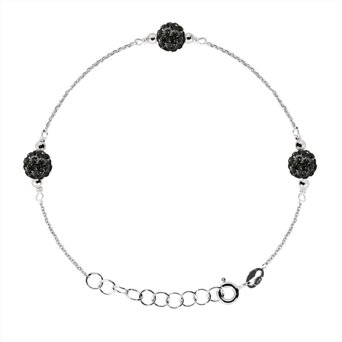 Crystal Trio Armband Preciosa Black Silver 925