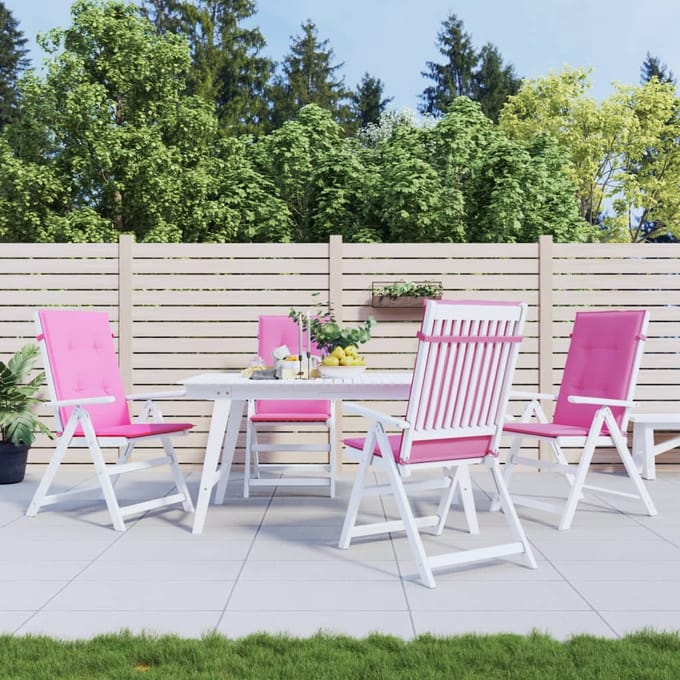 vidaXL - Stoelkussens - 4 - st - hoge - rug - stof - roze