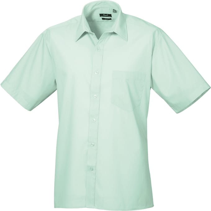 Premier formeel poplin effen werkoverhemd met korte mouwen voor heren 15.5 kleur van de zeegolf