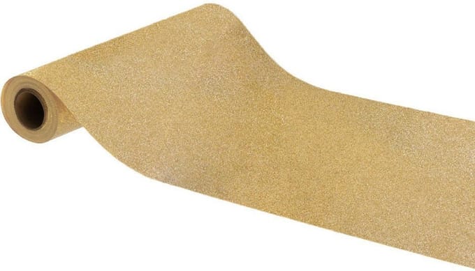 Chaks Tafelloper op rol - 2x - gouden glitter - 30 x 500 cm - polyester