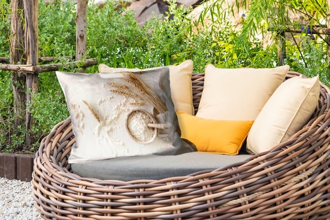 Buitenkussens - Tuin - Bloem - Hout - Tarwe - 50x30 cm