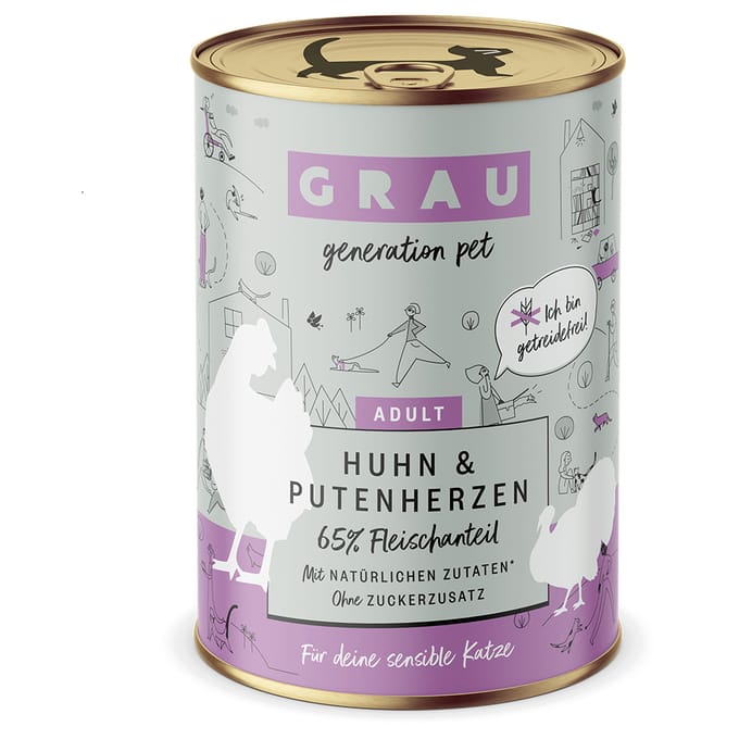 6x400g Kip/Kalkoen Smulpannetje Grau Kattenvoer Graanvrij