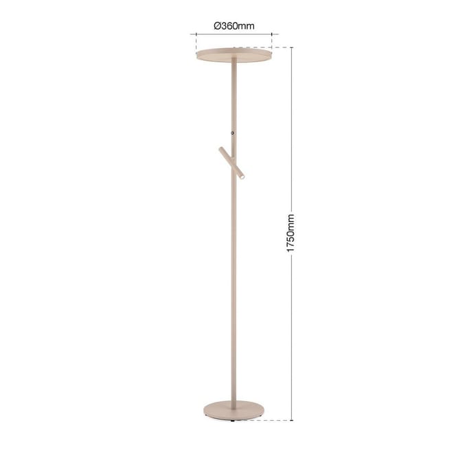 ORION LED vloerlamp Teide, kaki, metaal, leeslamp, dimmer