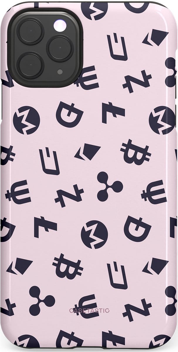 Casetastic Hoesje Geschikt voor Apple iPhone 11 Pro Max - Stijlvolle Beschermende Duo-layer Case - Crypto flow