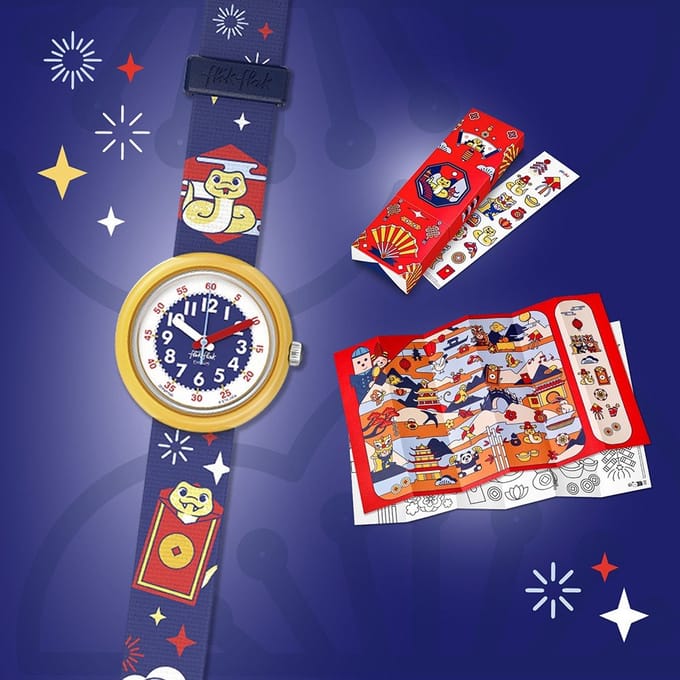 Montre Swatch FLIK FLAK ANNÉE DU SERPENT FPNP165, Rouge pour enfants