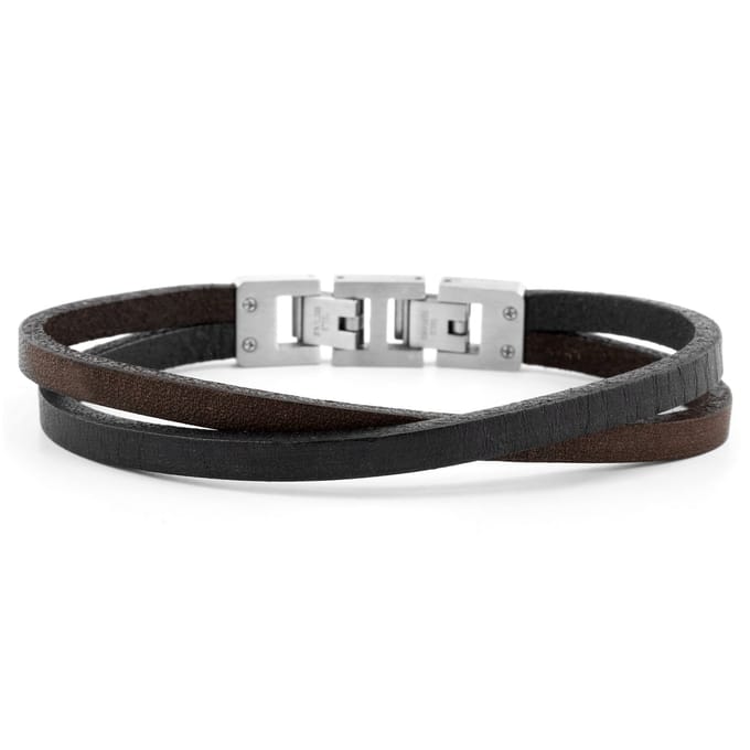Donkerkleurige & Stalen Roy Enkele Wikkelarmband