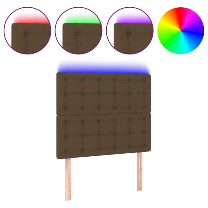 vidaXL - Hoofdbord - LED - 80x5x118/128 - cm - stof - donkerbruin