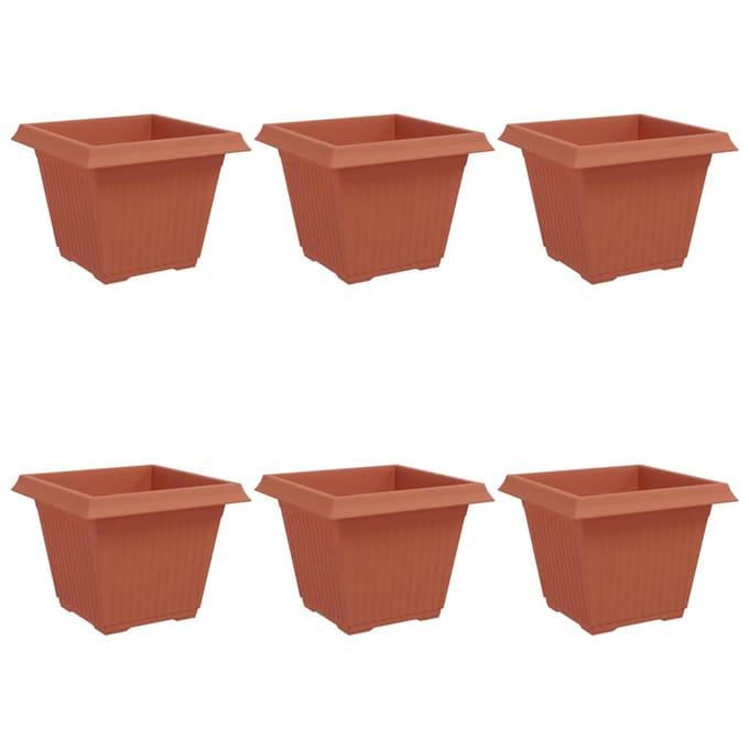 vidaXL - Vierkante - Bloempot - 6 - st - Baksteenrood - 43 - x - 43 - x - 33,5 - cm