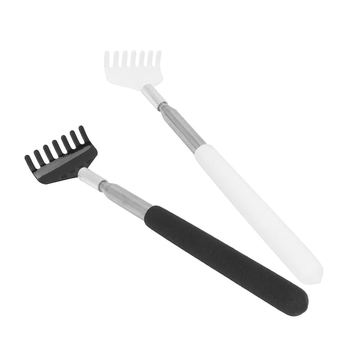 2 stuks Rugkrabber Massager Draagbaar Telescopisch Roestvrij Staal Krasgereedschap black