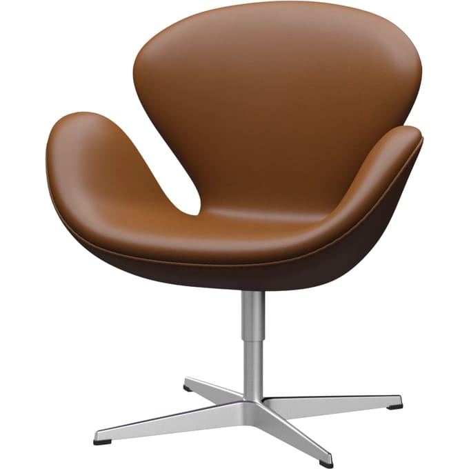 Fritz Hansen Swan Chair - leer Aura walnoot - aluminium