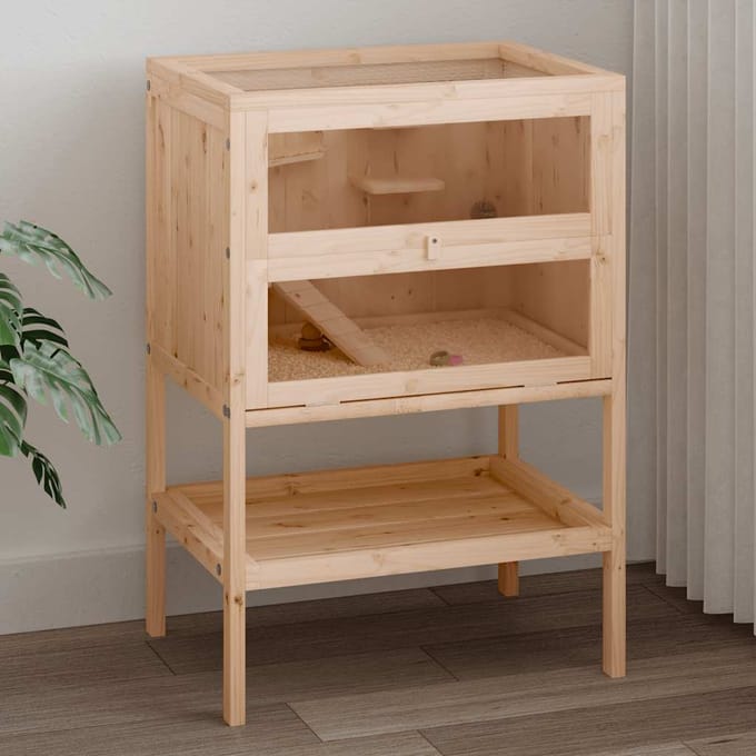 vidaXL - Hamsterkooi - 55x40x80 - cm - massief - vurenhout