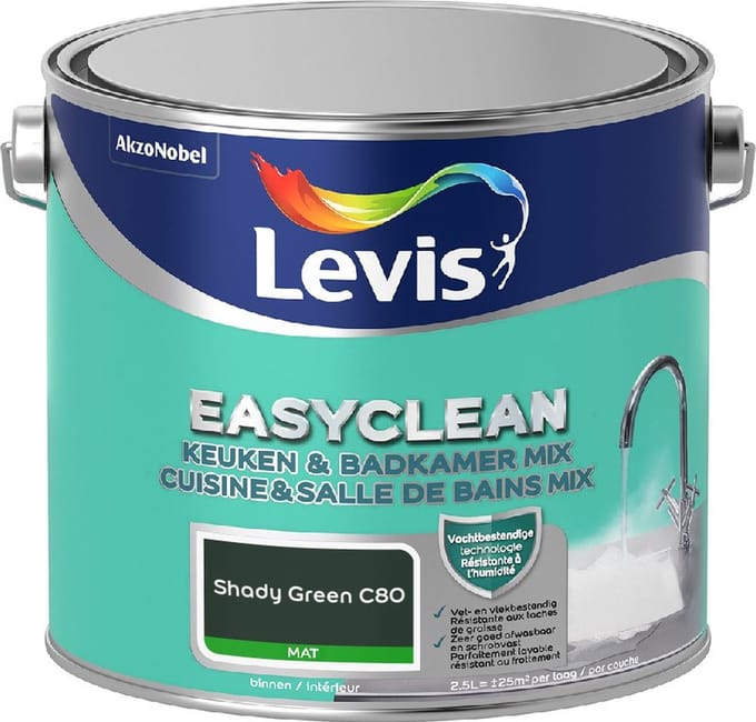 Levis - Easyclean Keuken & Badkamer Mix - Shady Green C80 - Mengverf - 2,5 L
