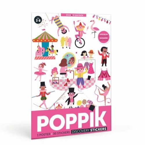 Poppik Uitklapbare stickerposter - Circus - 750 herbruikbare stickers