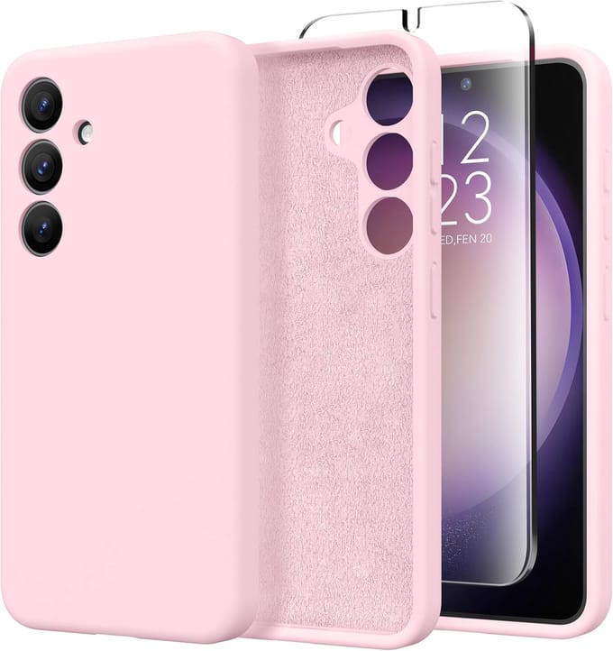 Shockproof Backcover - Liquid Silicone Soft Hoesje + 2x Screenprotector - Geschikt voor: Samsung Galaxy A35 - Lichtroze