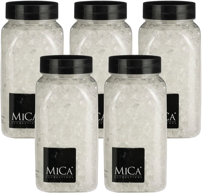 Mica Decorations decoratie steentjes / granulaat - 5x - 650 ml - 4-10 mm - transparant - siergrind