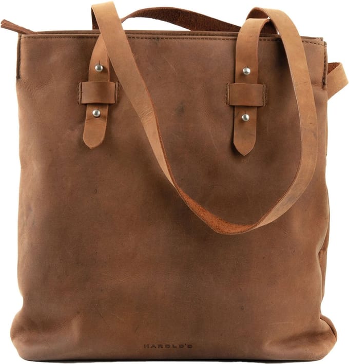 HAROLD'S Leren Schoudertas Antic Twin - Shopper Upend Nature Bruine