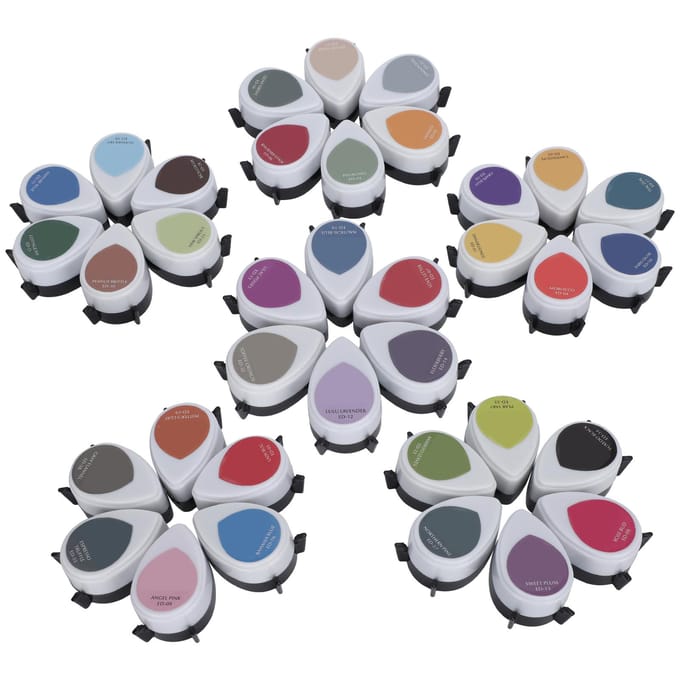 36 Pièces Tampons Encreurs Ensemble Forme Goutte DIY Portable Coloré Art Peinture Tampon Accessoires gray