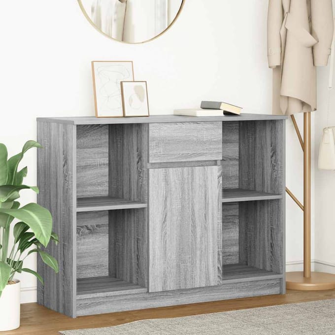 vidaXL - Dressoir - met - lade - 101x35x76 - cm - spaanplaat - grijs - Sonoma