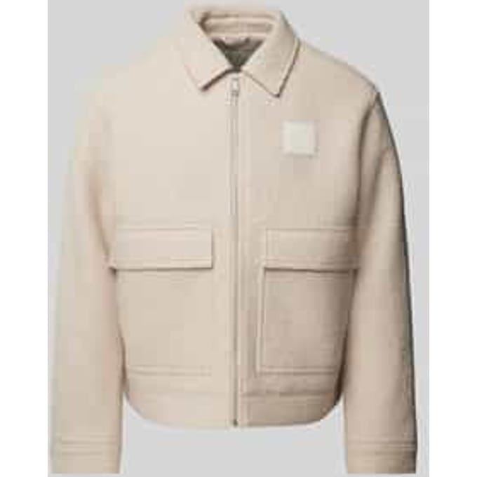 Wollen jack met labelpatch
