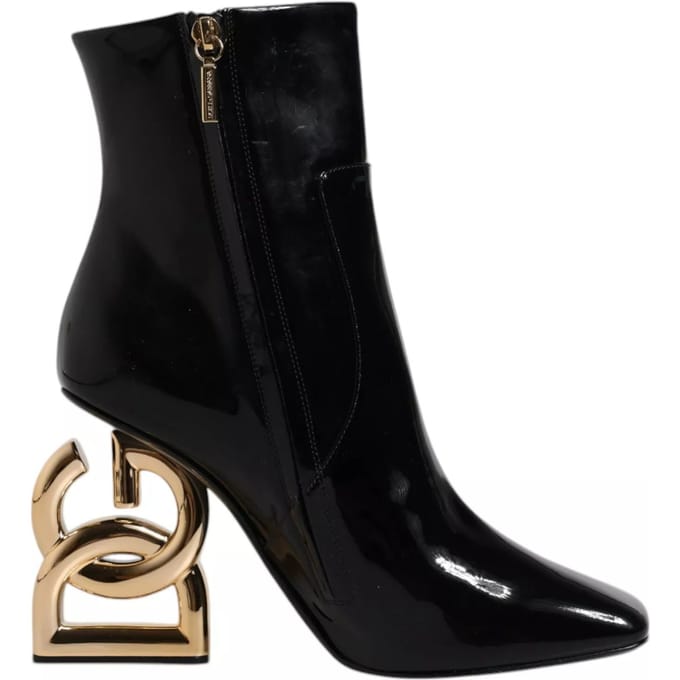 Dolce & Gabbana Zwarte Jackie Leren Enkellaarsjes Mid Calf