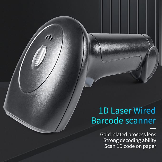 Scanner de codes-barres USB 1D, lecteur de codes-barres filaire portable avec Support, Code papier Compatible avec