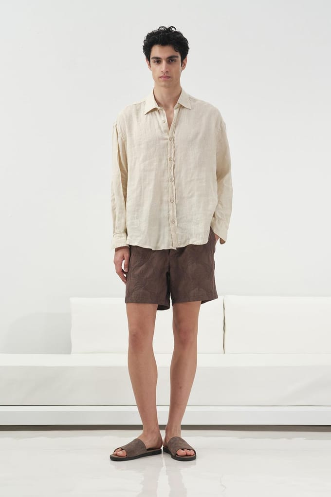 Oversized Knoopshirt van Linnen