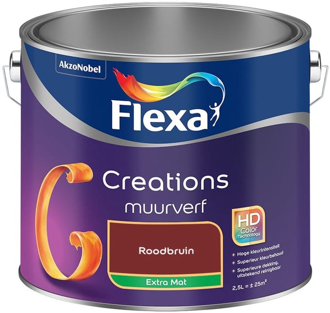 Flexa - Creations Muurverf Extra Mat - Roodbruin - Mengverf - 2,5 L