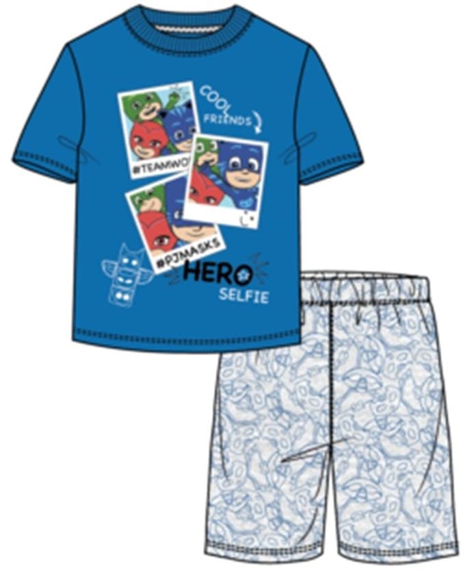 PJ Masks kinderpyjama / shortama, blauw / grijs, maat 122/128