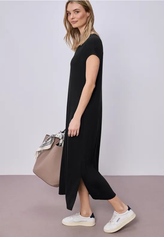 Midi-jurk met V-hals in een gebreide look
