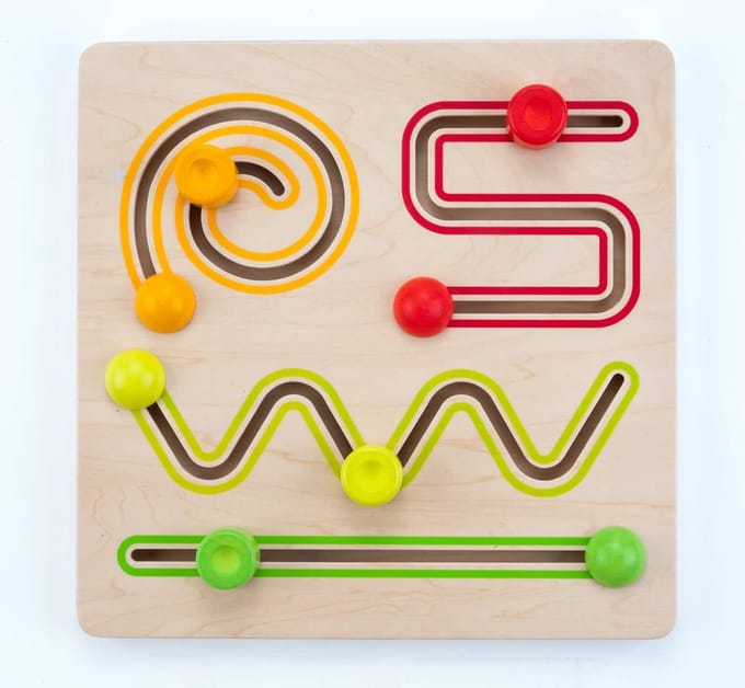 Sliding puzzle 30 x 30 cm 4 shapes rubber wood