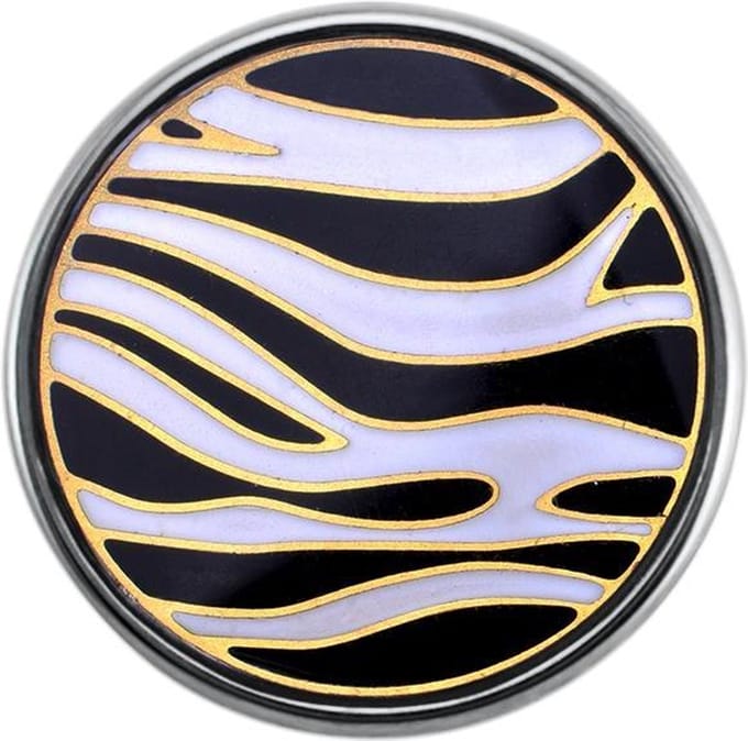 Quiges - Dames Click Button Drukknoop 18mm Zebra Patroon - EBCM342