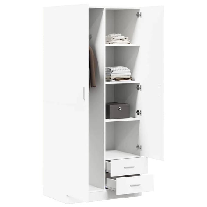 vidaXL - Kledingkast - 80x52x180 - cm - bewerkt - hout - wit