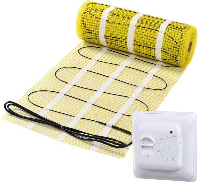 Pro-series Complete set, beschikbaar in diverse afmetingen, 150 watt per m², met analoge thermostaat, 4 m², Wit