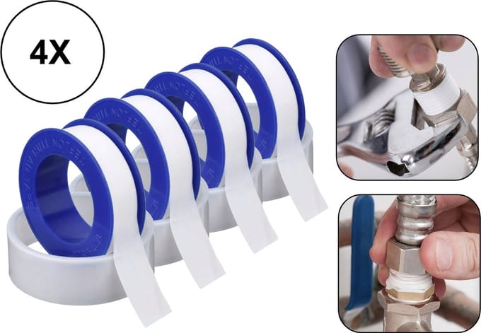 PD ® - Teflon tape 4 stuks - 10MM x 0.075MM x 10M - Tape voor schroefdraad