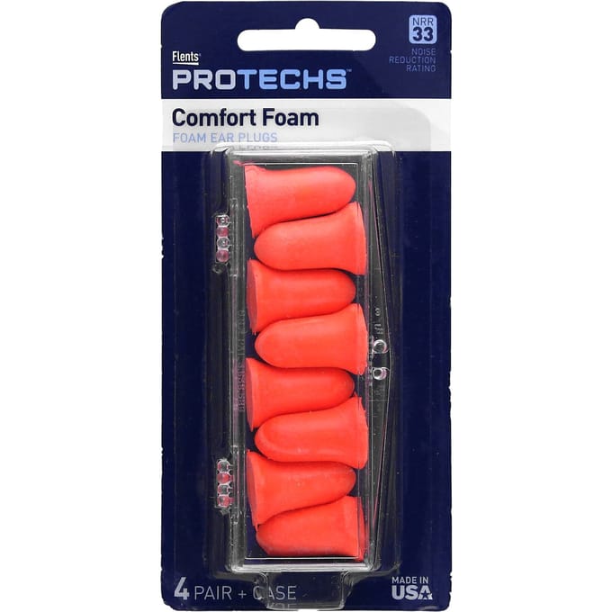 Protechs, Comfortschuim, Schuimdopjes, 4 Paren + Etui red