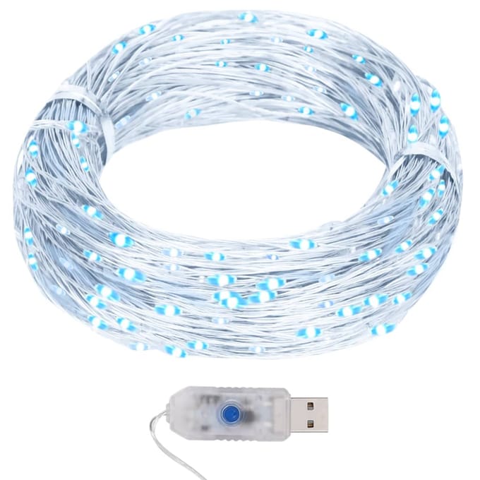 vidaXL - Lichtsnoer - met - 400 - microLED's - koudwit - 8 - functies - 40 - m