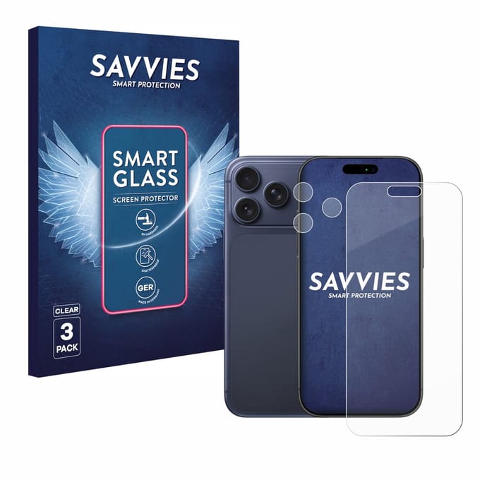 3 Stuks Savvies Screenprotector - geschikt voor Apple iPhone 17 Pro Max (Voor+Camera) - beschermfolie glas transparant
