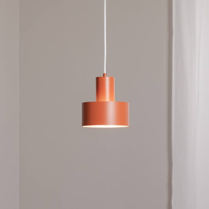 SIGMA Hanglamp Rif S, baksteenrood, 1-lamp, Ø 15 cm, staal