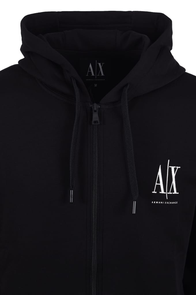 Armani Exchange Jersey Volledige Ritssluiting Hoodie Zwart