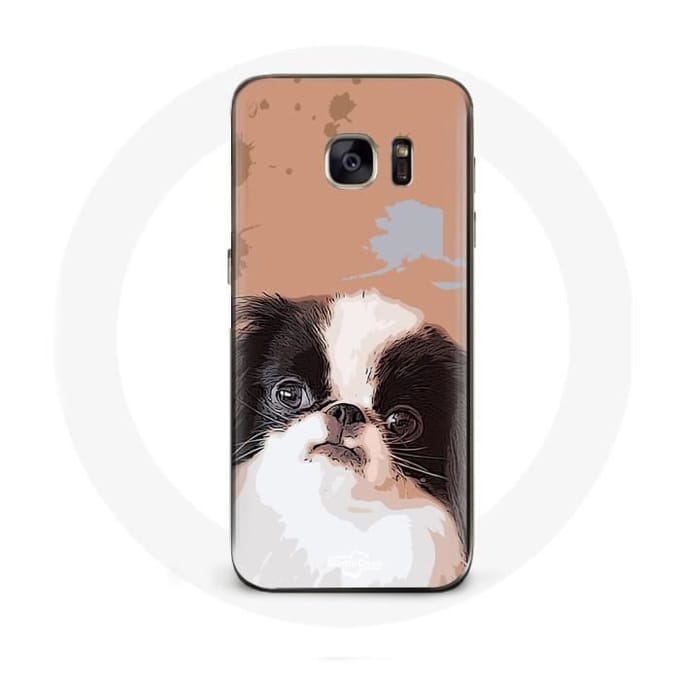 Coque pour Samsung Galaxy S7 Edge Épagneul japonais Noir et Blanc Race de chiens