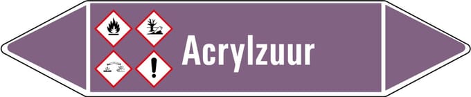 Acrylzuur leidingmarkering op vel - basen 179 x 37 mm - 5 per vel