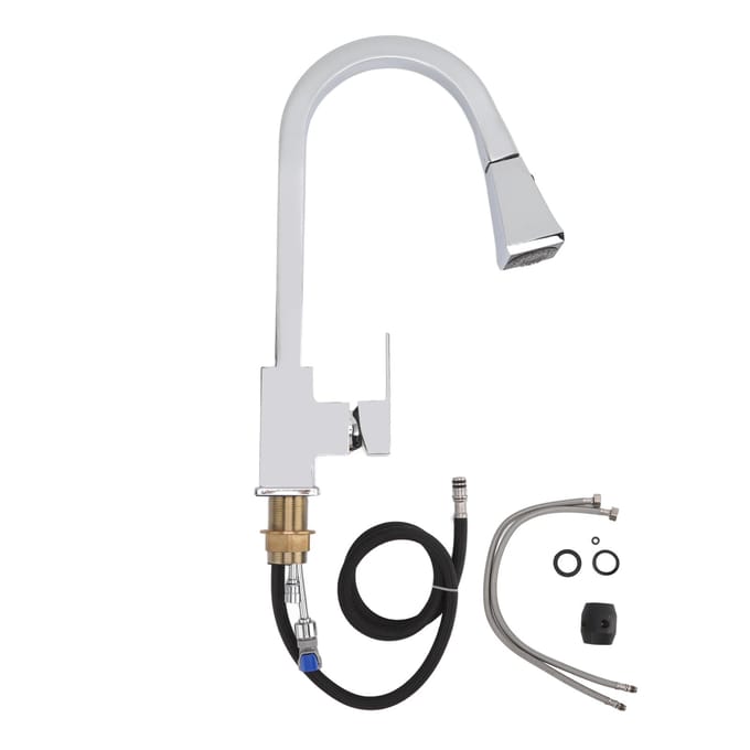Robinet d'évier de cuisine 2 en 1 en acier inoxydable et laiton, eau chaude et froide, universel, en forme d'arc, type à tirette white