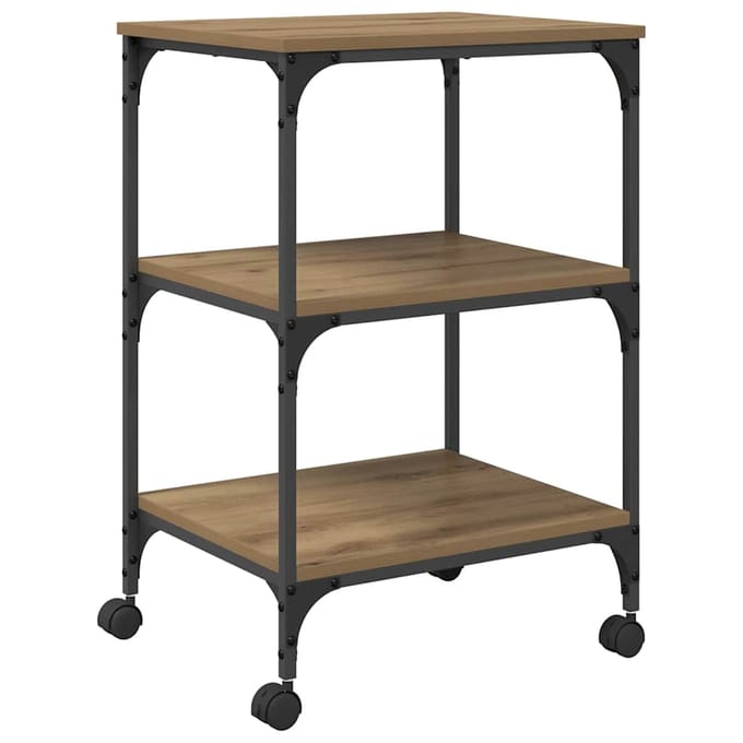 vidaXL - Printerstand - Artisanaal - eiken - 50 - x - 41 - x - 75 - cm - Bewerkt - hout
