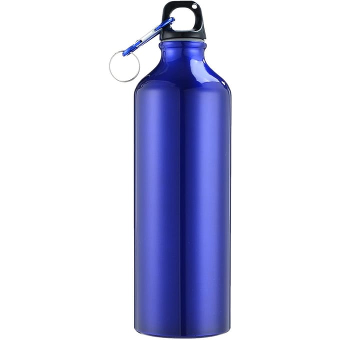 Bouteilles d'eau de 750 ml avec mousqueton Bouteille d'eau portable en aluminium Pichet à eau étanche réutilisable pour bleu