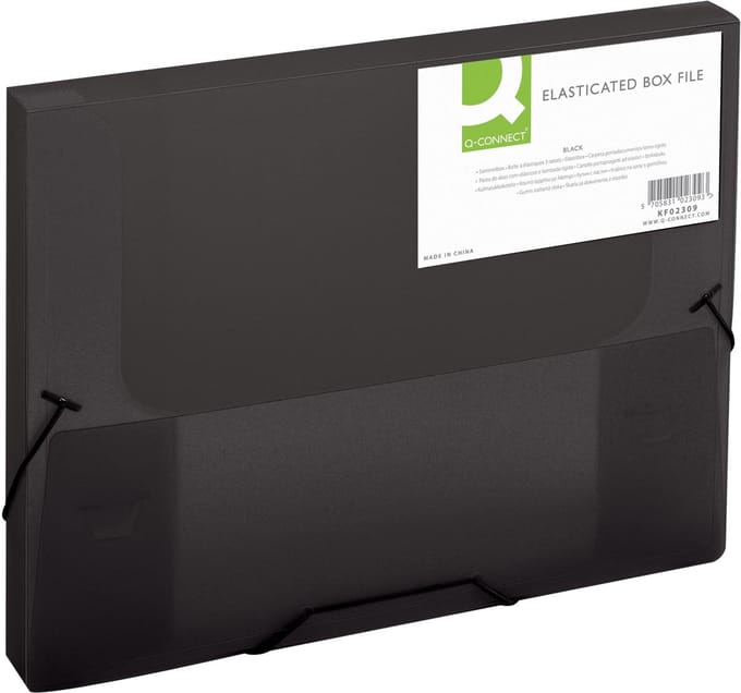 Q-CONNECT elastobox | met elastieken | A4 | rug 25 mm | zwart