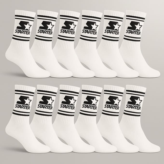 Starter Witte Crew Socks Classic – Heren 12-Pack (Maat 43/46)