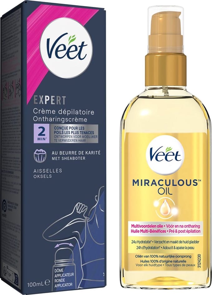 Veet - Alle huidtypes - Miraculous oil - Ontharingscreme Oksels 100ml