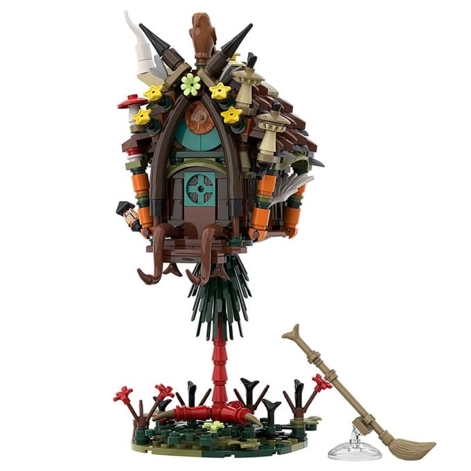 Moc Brickheadz Baba Yaga hut Oma Film Bouwstenen black