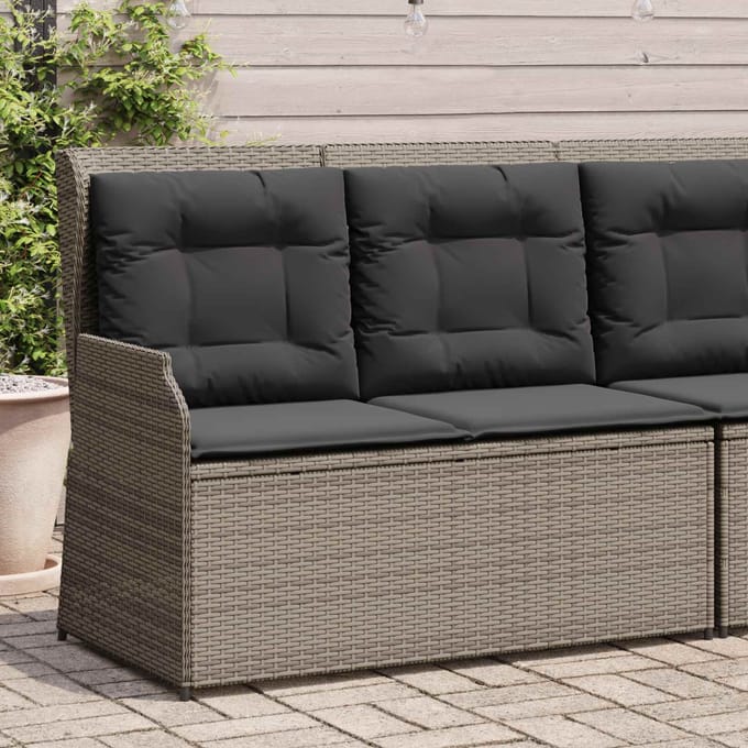 vidaXL Tuinbank Grijs poly rattan